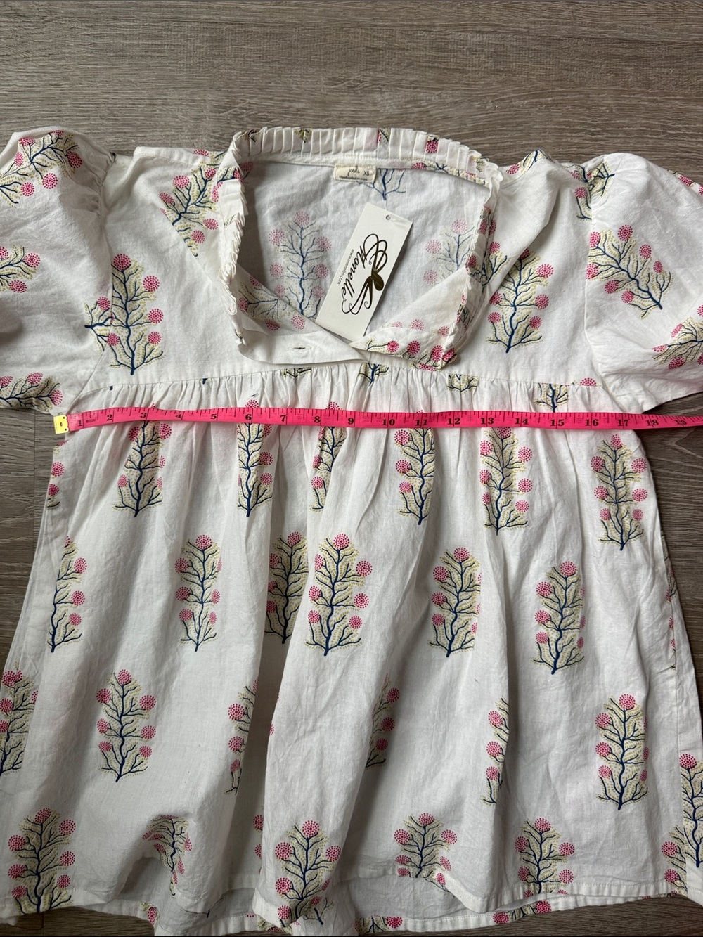 NEW Joshi Karina Pink Floral Print Peasant Blouse Boho Long Sleeve Top XS - Picture 7 of 8